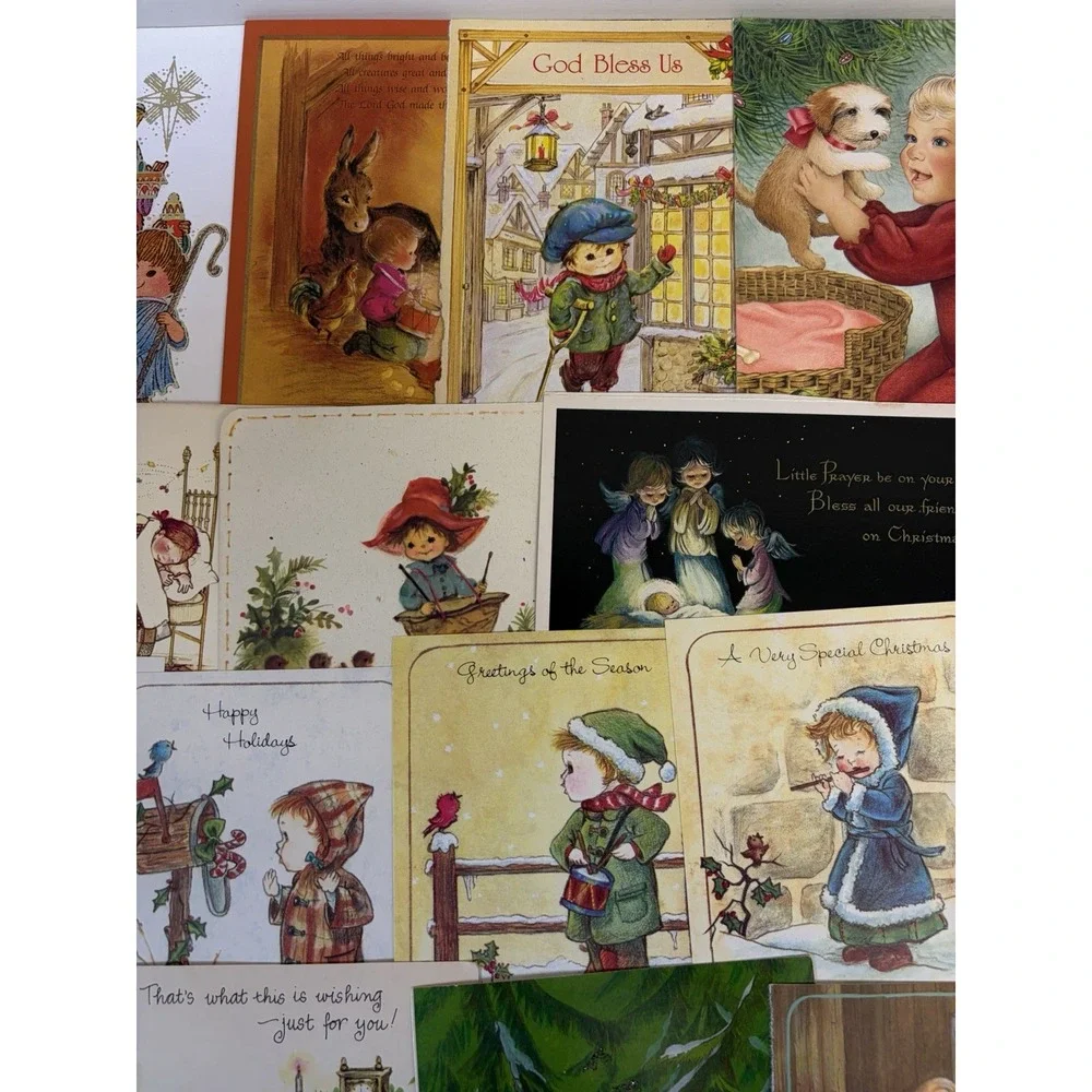 Vintage Christmas Cards Fronts ONLY Kids Children Scrapbooking Crafts Lot of 50+